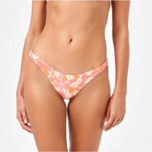 NWT L Space Camacho Bikini Bottom Bloom Classic Orange Pink Floral Low Small